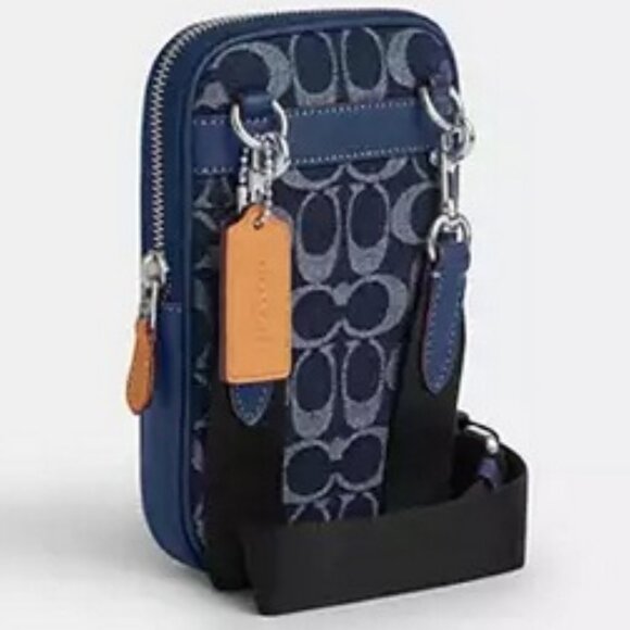 Coach Deep Blue Signature Denim Phone Bag, Wallet, Chain Triple Bundle, NWT - Picture 11 of 11